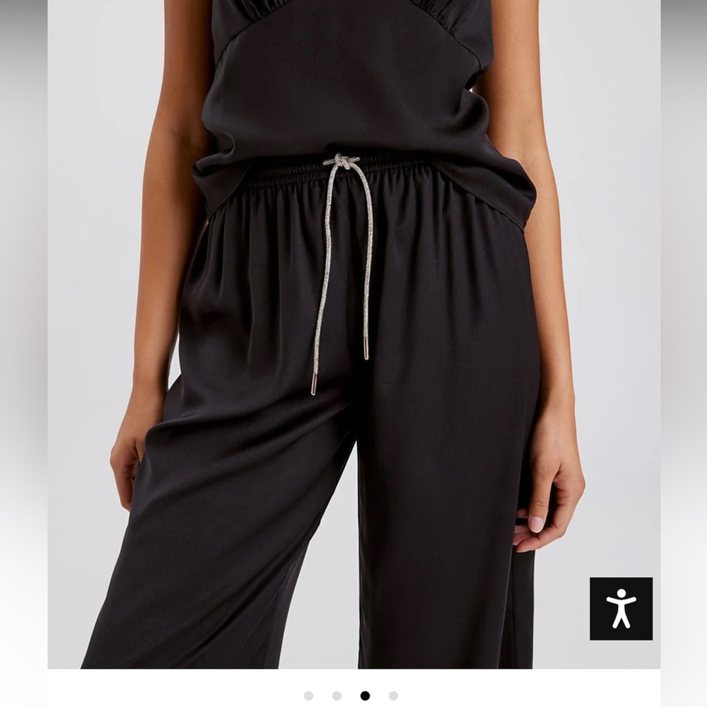 Solid And Striped Diamond Drawstring Satin Pant - image 1